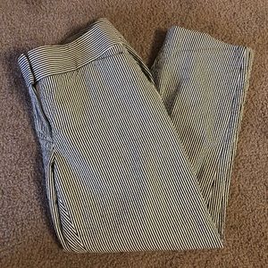 Loft Julie Dress Plants Blue & White Striped Sz 8